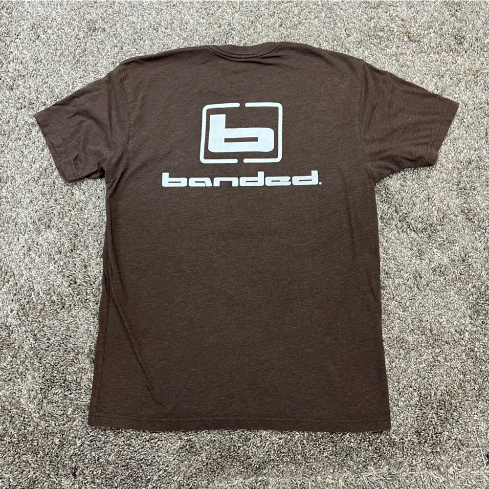 Banded shirt mens‎ small brown short sleeve logo graphic hunting outdoors
